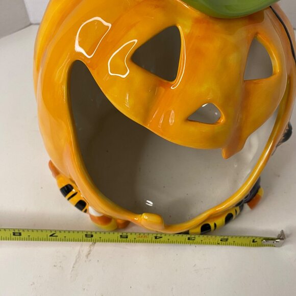 Ceramic Pumpkin Halloween Decor Witch Hat 10" Trick Or Treat Candy Holder Votive - Picture 6 of 6